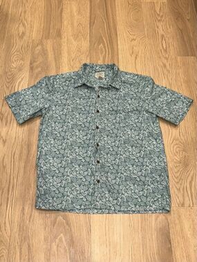 LL Bean Camp Shirt Seashell Beach Summer Mens M 300229